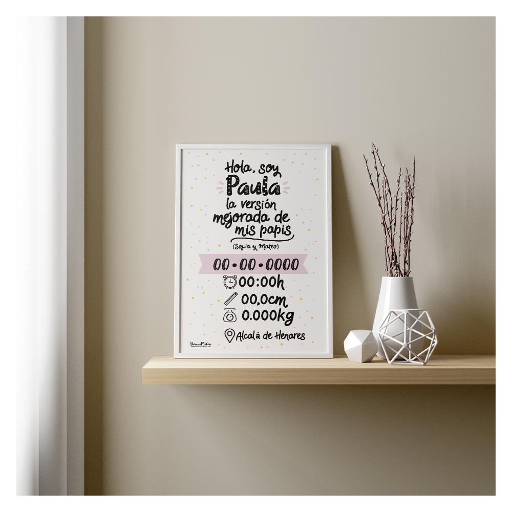 Lámina Natalicio - Soy la versión mejorada rosa