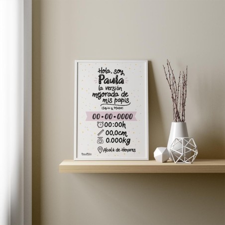 Lámina Natalicio - Soy la versión mejorada rosa Lámina Natalicio - Soy la versión mejorada rosa