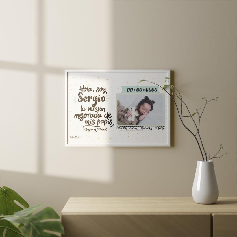 Lámina natalicio con foto personalizada - Soy la versión mejorada de mis papis