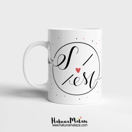 Taza personalizada - Iniciales y nombres (pareja)