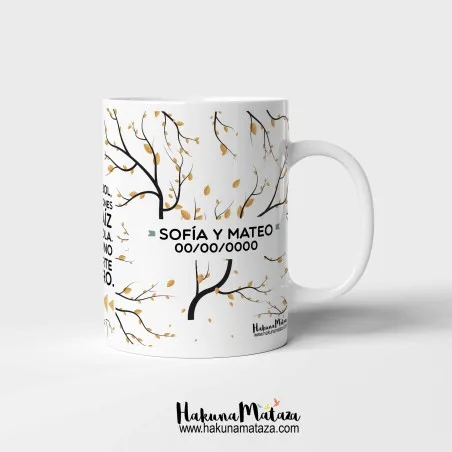Taza personalizada - Hermano / hermana como ramas del mismo árbol · ejemplo de personalización