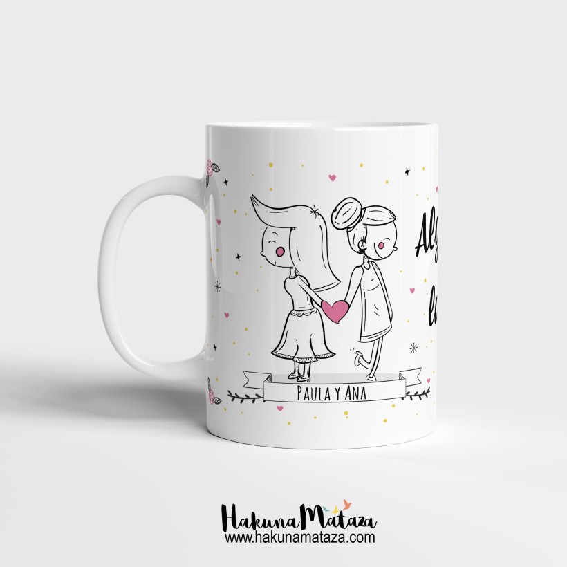 Taza personalizada - Algo nos dice que sois las siguientes (mujer+mujer)