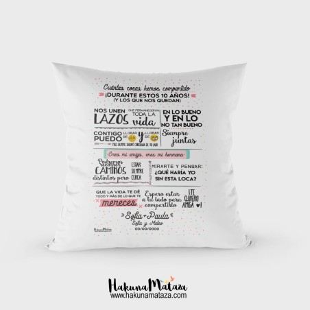 Cojín - Amiga cuántas cosas hemos compartido Cojín - Amiga cuántas cosas hemos compartido