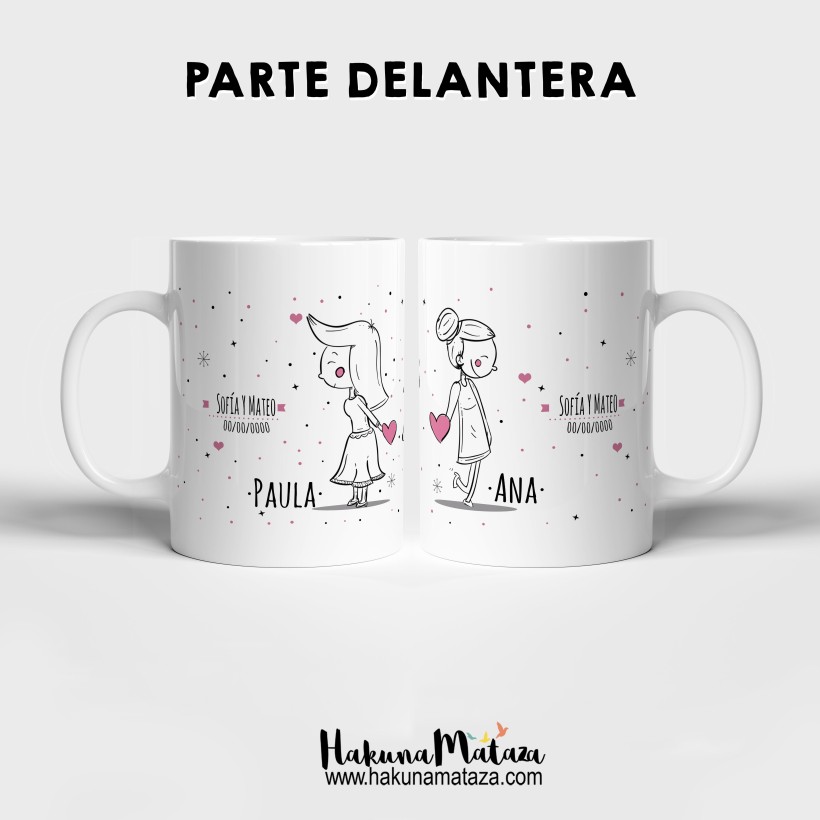 Pack de tazas personalizadas - Algo nos dice que sois las siguientes (mujer+mujer)