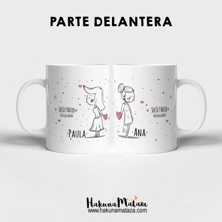 Pack de tazas personalizadas - Algo nos dice que sois las siguientes (mujer+mujer)