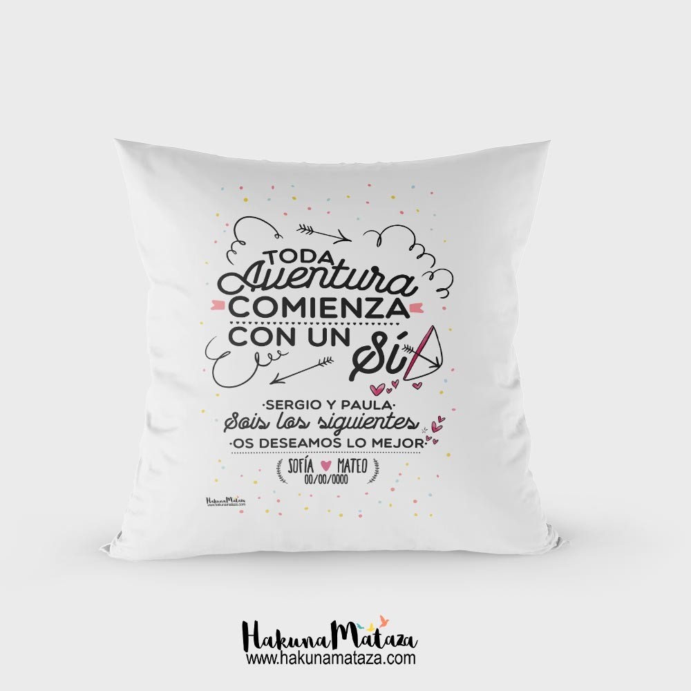 Cojín personalizado - Sois los siguientes os deseamos lo mejor