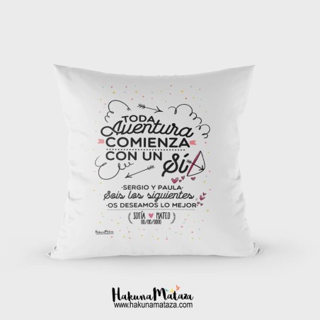 Cojín personalizado - Sois los siguientes os deseamos lo mejor Cojín personalizado - Sois los siguientes os deseamos lo mejor