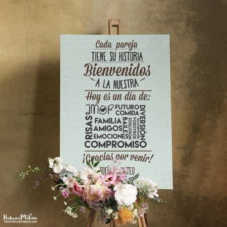 Cartel de bienvenida -Cada pareja tiene su historia
