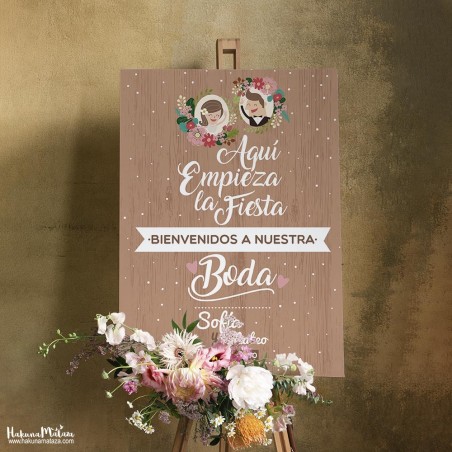 Cartel de bienvenida -Aquí empieza la fiesta