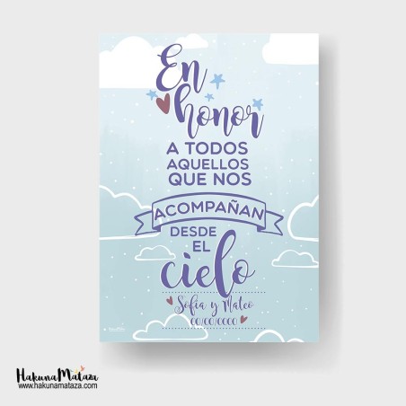 Cartel de bienvenida - En honor a todos aquellos que nos acompañan desde el cielo Cartel de bienvenida - En honor a todos aquellos que nos acompañan desde el cielo