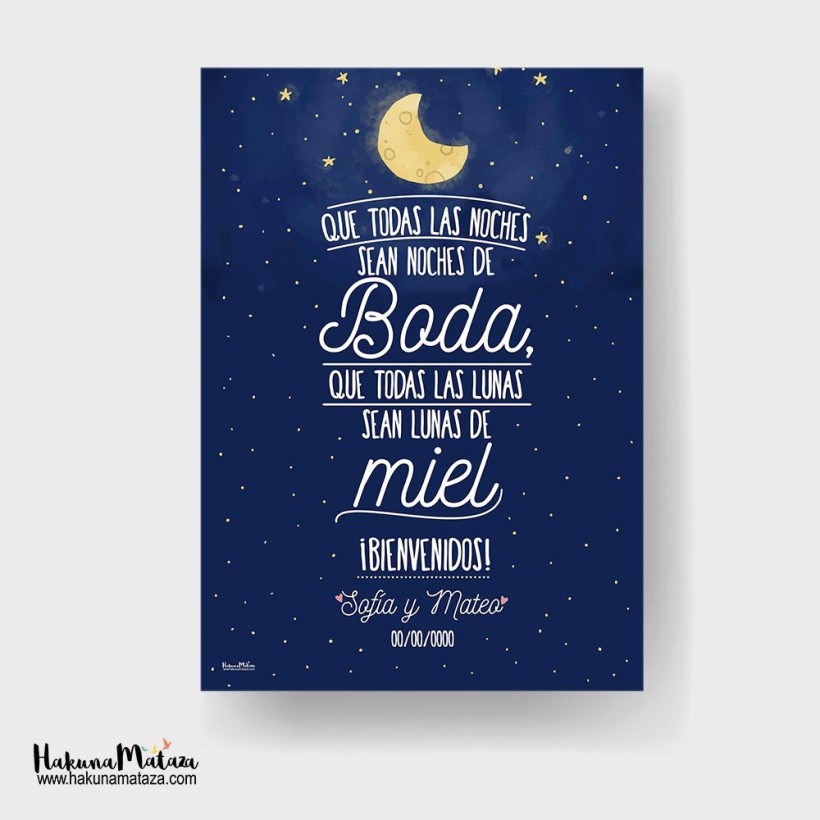 Cartel de bienvenida - Que todas las noches sean de boda Cartel de bienvenida - Que todas las noches sean de boda