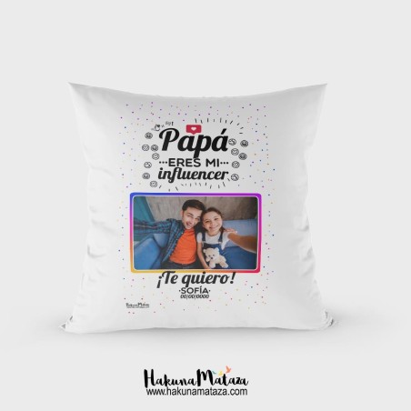 Cojín con foto - Papá eres mi influencer Cojín con foto - Papá eres mi influencer