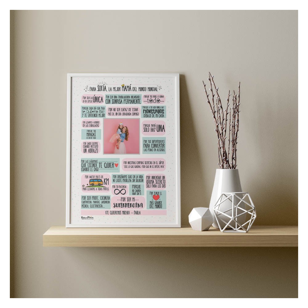 Lámina personalizada con foto - La mejor mamá del mundo mundial