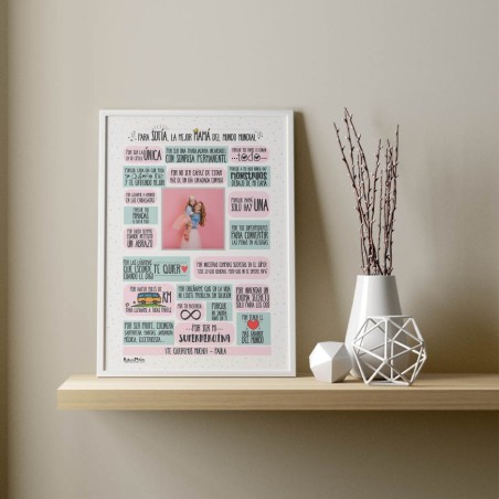 Lámina personalizada con foto - La mejor mamá del mundo mundial