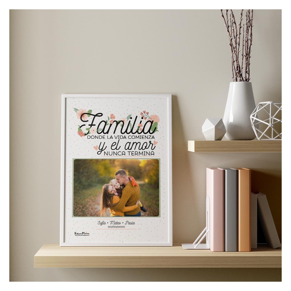 Lámina con foto para familia "Familia. Donde la vida comienza y el amor nunca termina."
