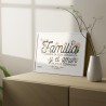 Lámina familiar con la frase "Familia. Donde la vida comienza y el amor nunca termina".