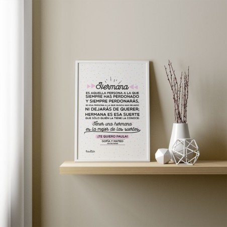 Lámina decorativa "Tener una hermana es la mejor de las suertes" Lámina decorativa "Tener una hermana es la mejor de las suertes"