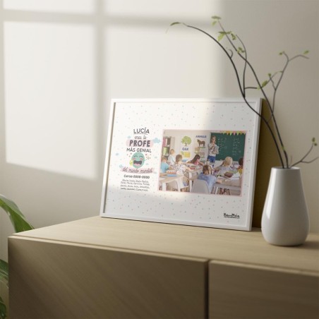 Lámina personalizada con foto - Eres la profe más genial Lámina personalizada con foto - Eres la profe más genial
