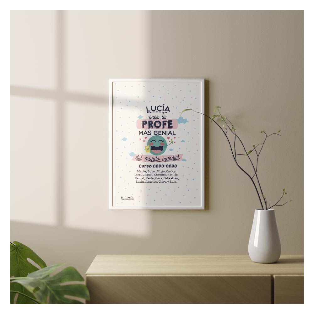 Lámina personalizada - Eres la profe más genial