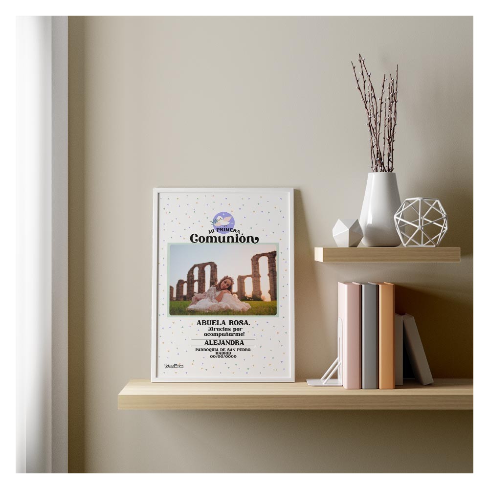 Lámina personalizada con foto de comunión - Paloma