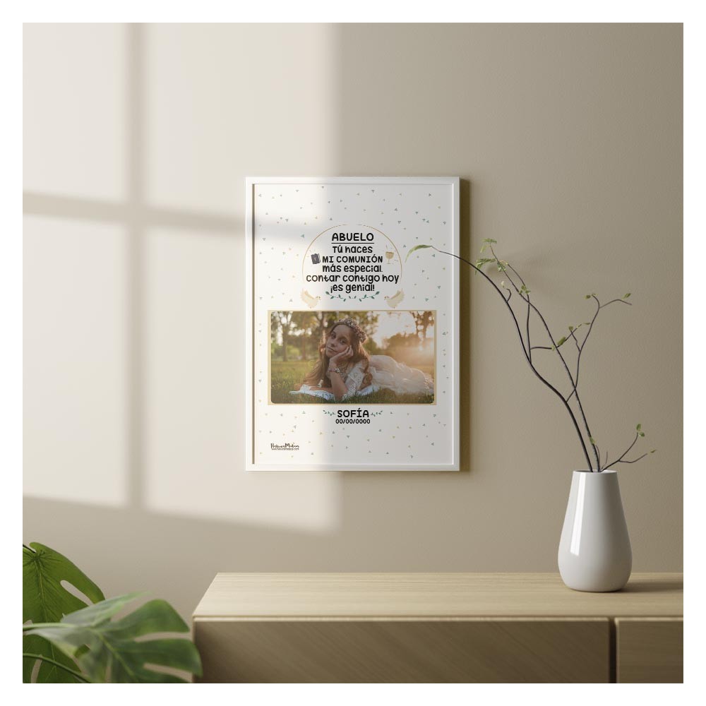 Lámina con foto personalizada para primera comunión.