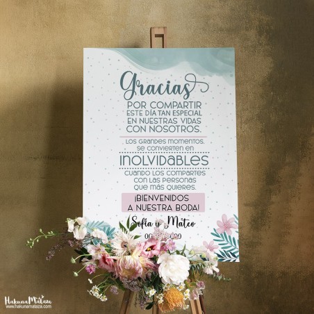 Cartel de bienvenida - Gracias por compartir este día tan especial