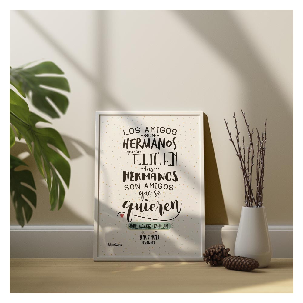 Lámina personalizada con foto y frase para amigos y familiares