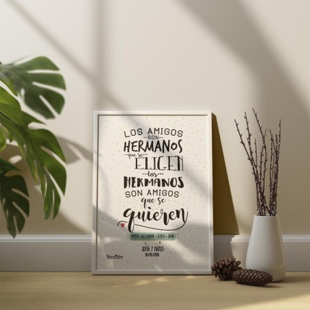Lámina personalizada con foto y frase para amigos y familiares