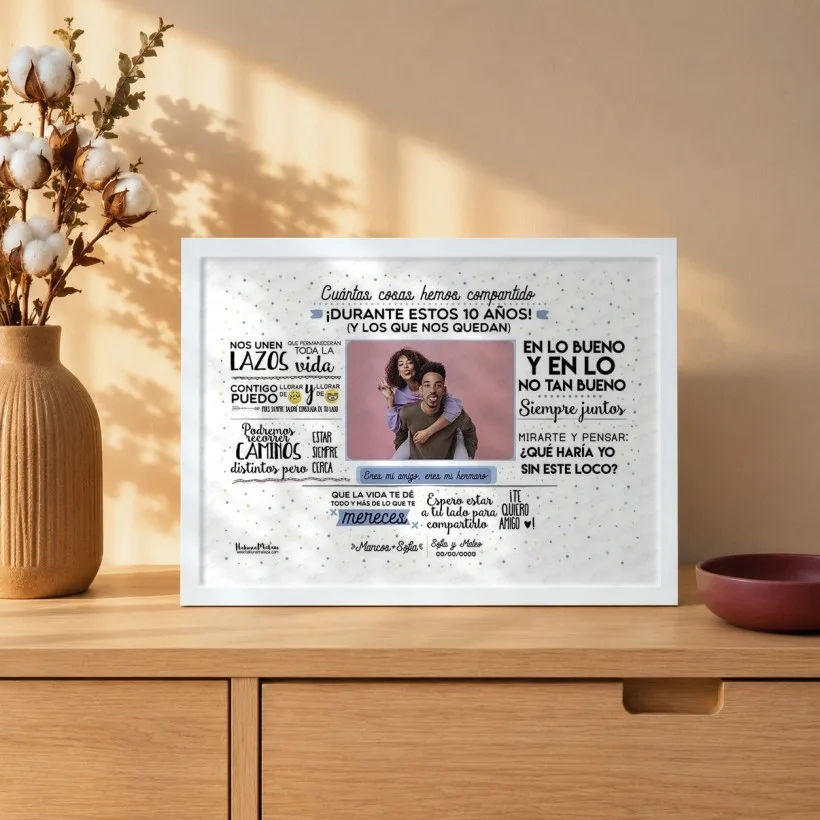 Lámina personalizada con foto - Amigo cuántas cosas hemos compartido
