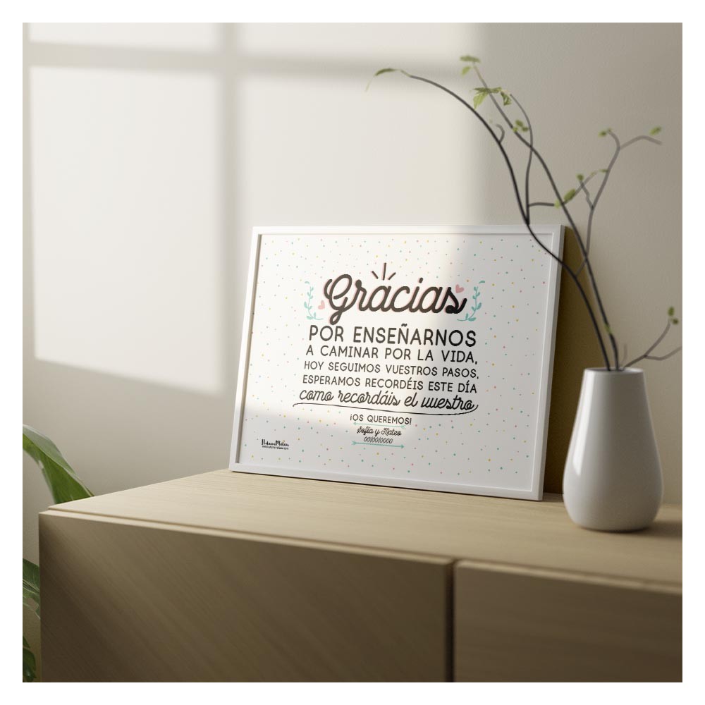 Lámina personalizada - Gracias por enseñarnos a caminar por la vida