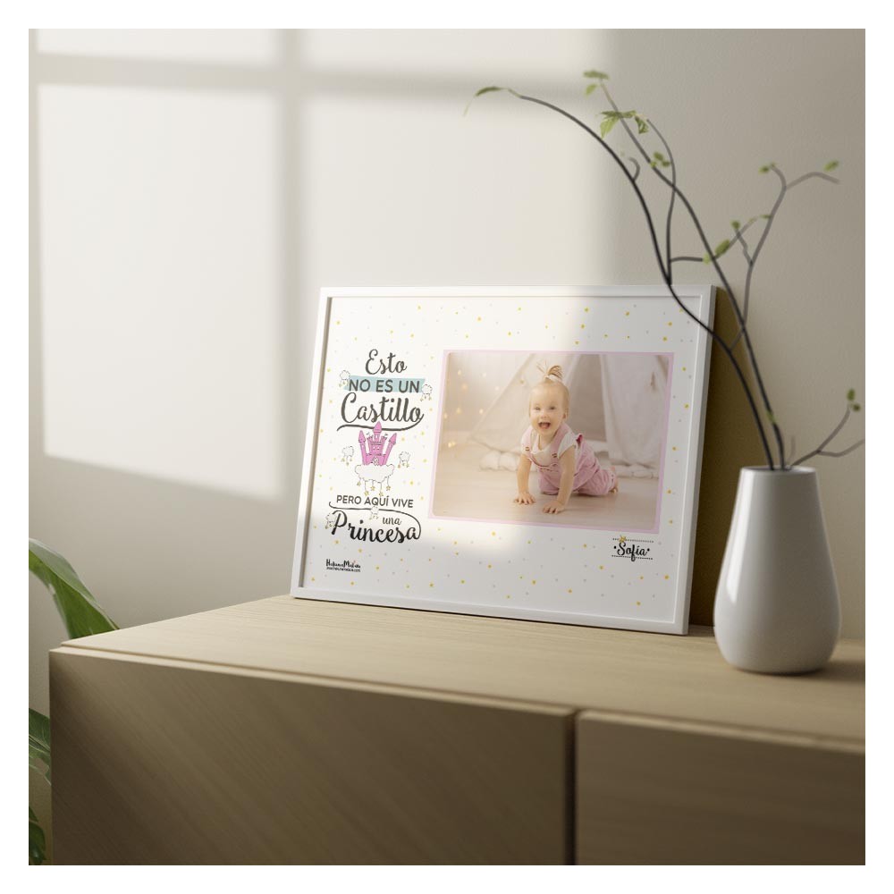 Lámina personalizada con foto - Aquí vive una princesa