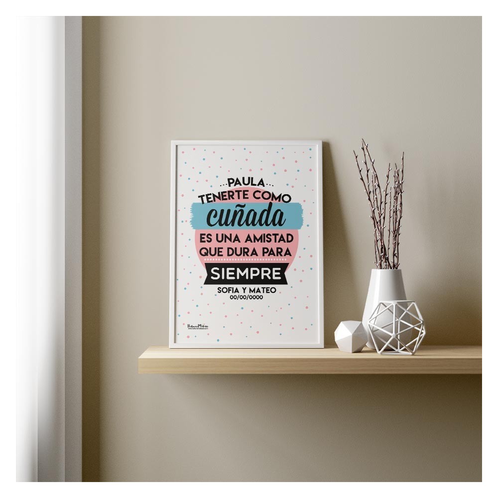 Lámina personalizada con foto de cuñados y frase emotiva
