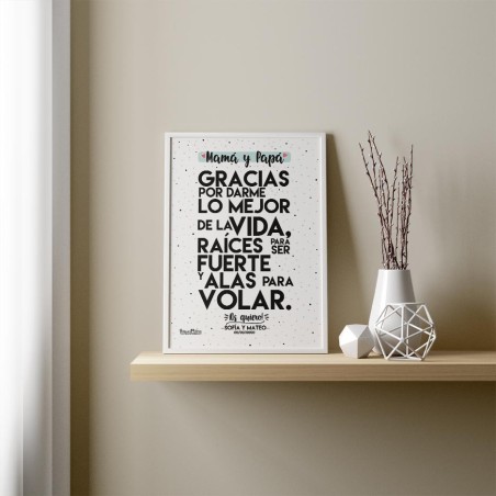 Lámina personalizada para mamá y papá con frase emotiva Lámina personalizada para mamá y papá con frase emotiva