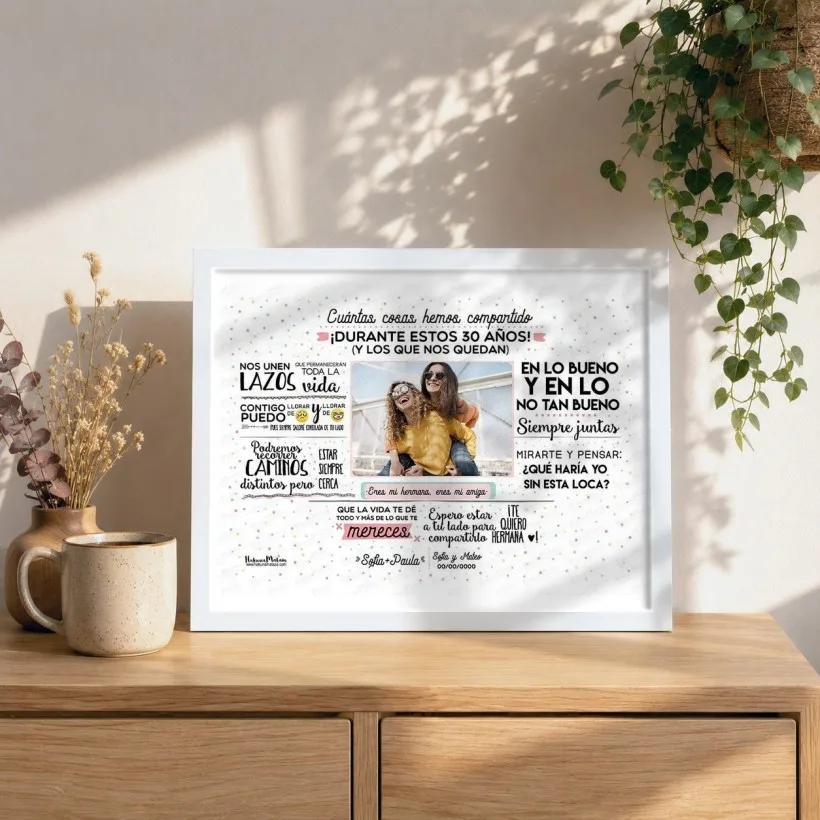 Lámina con foto personalizada - HERMANA Cuántas cosas hemos compartido | Hakuna Mataza