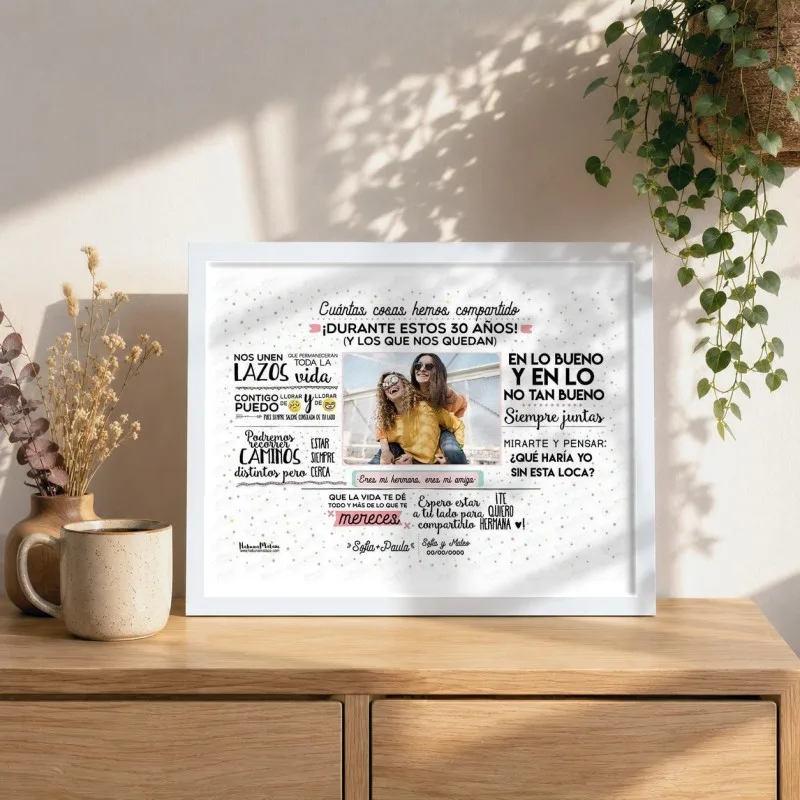 Lámina con foto personalizada - HERMANA Cuántas cosas hemos compartido | Hakuna Mataza
