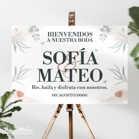 Cartel de bienvenida - Floral