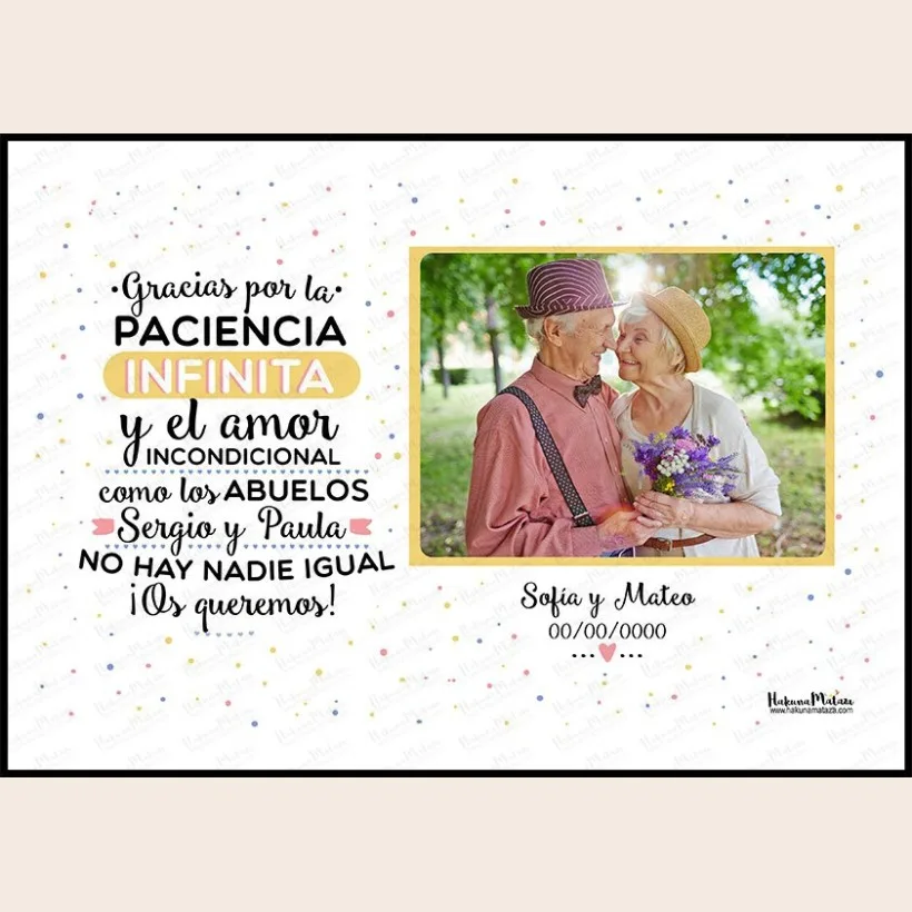 Lámina personalizada con foto - Como los abuelos no hay nadie igual | Hakuna Mataza 2