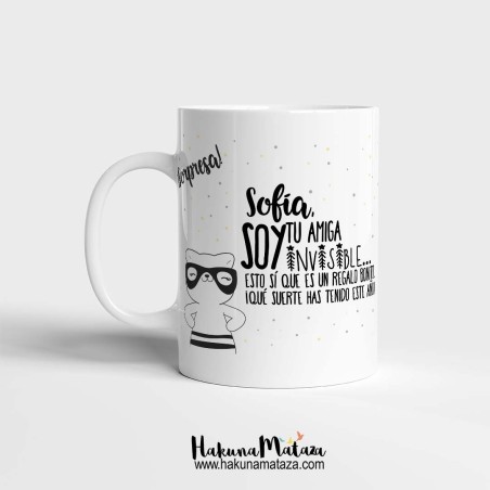 Taza personalizada Navidad - ¡Sorpresa! Soy tu amiga invisible