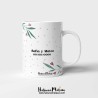 Detalle del diseño de la taza con la frase "Eres la manera que tiene el mundo de decirme que bonita es la vida"