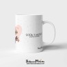Detalle del diseño de la taza con la frase "Donde sea, como sea, pero siempre contigo"