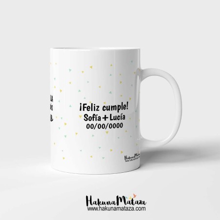 Detalle del diseño y mensaje en la taza Detalle del diseño y mensaje en la taza