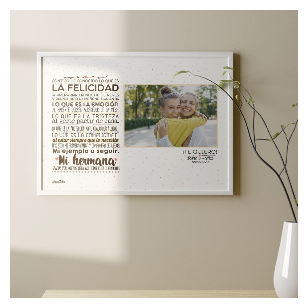 Lámina personalizada con foto - Hermano contigo he conocido lo que es la felicidad