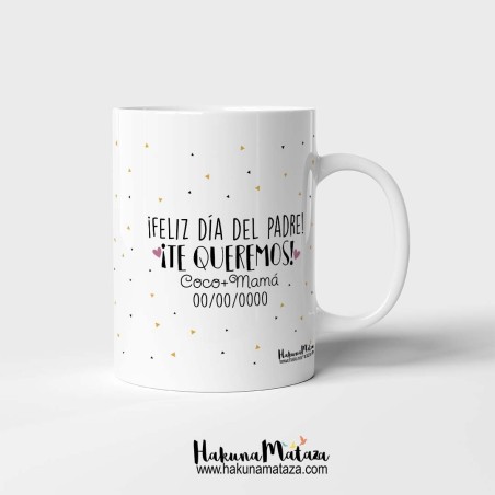 Detalle de la impresión en la taza "Como mi papá perruno/gatuno"