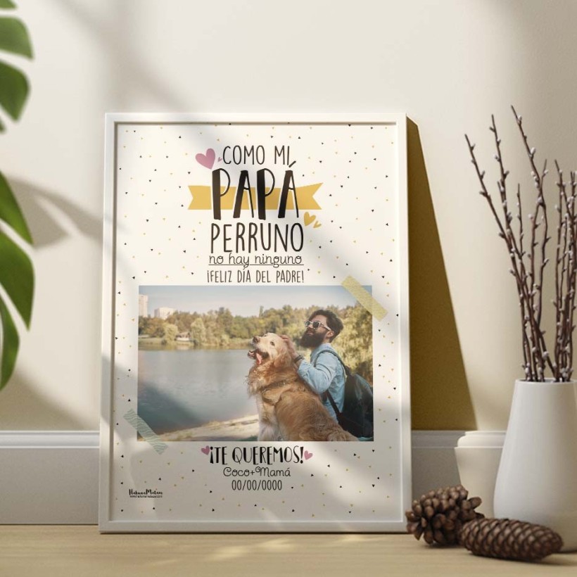 Diseño completo de la lámina personalizada con foto "Como mi papá perruno o gatuno". 2