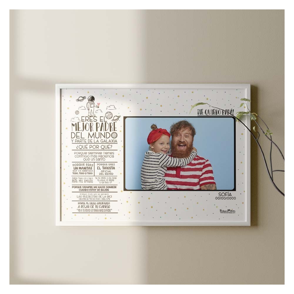 Lámina personalizada para papá, con un diseño único y lleno de cariño.