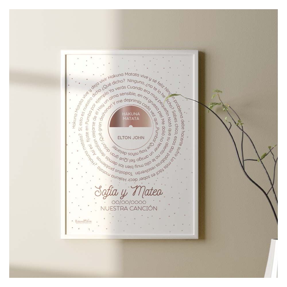 Lámina personalizada - Letra de canción (Color oro rosa)