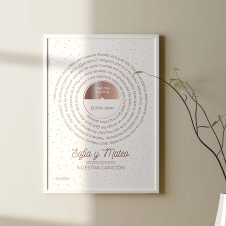 Lámina personalizada - Letra de canción (Color oro rosa) Lámina personalizada - Letra de canción (Color oro rosa)