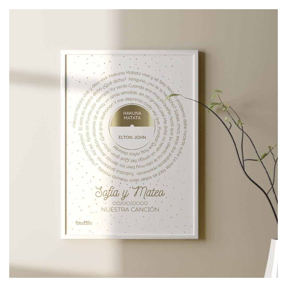 Lámina personalizada - Letra de canción (Color oro)