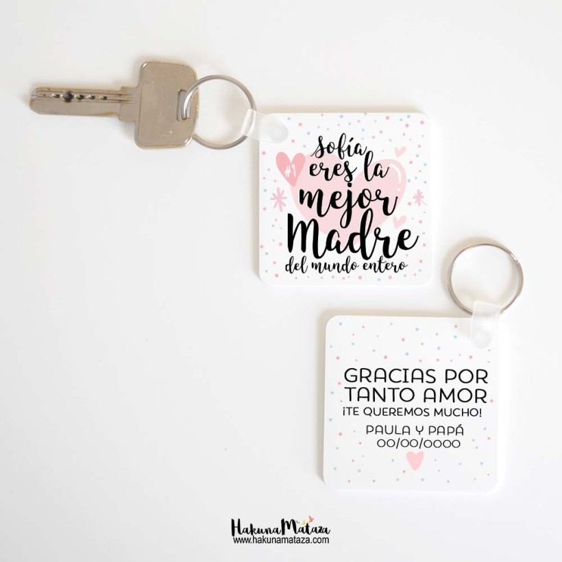 Llavero cuadrado personalizado - Eres la mejor madre del...