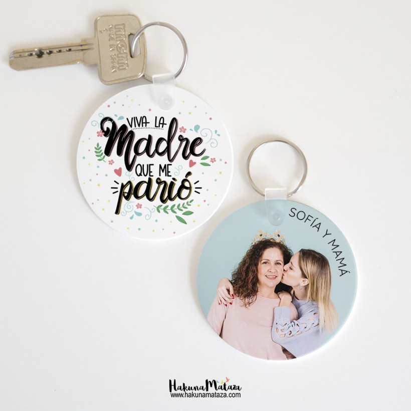 Llavero redondo con foto personalizado - Viva la madre...